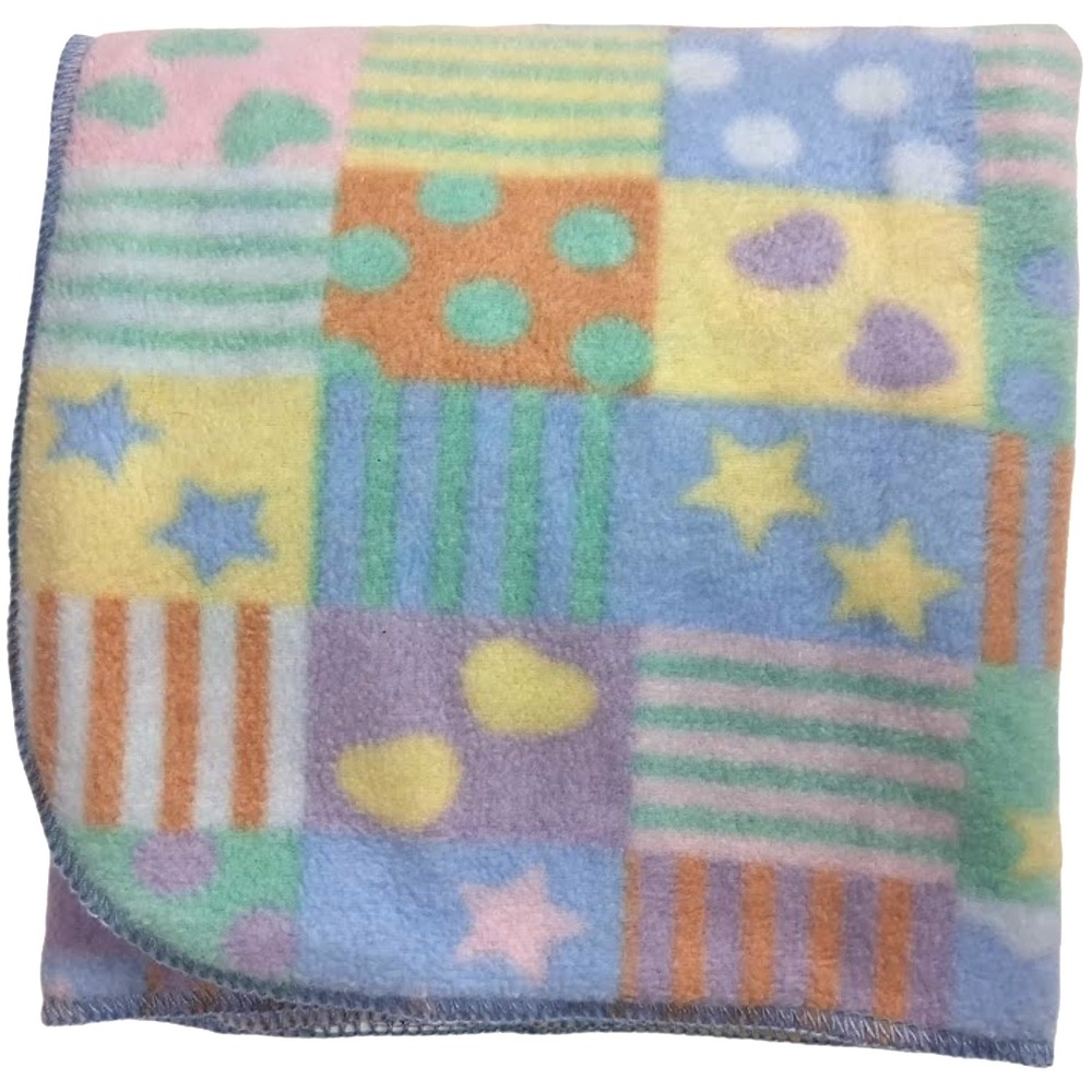 Crownโ Crafts Patchwork Soft Fleece Thin Baby Blanket Lovey 29x32 Unisex
